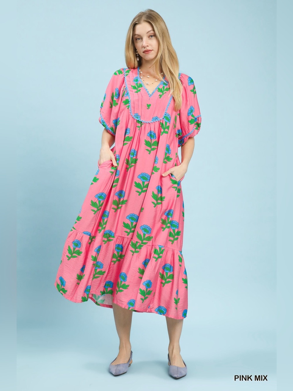 Umgee Floral Print Midi Dress🛍️